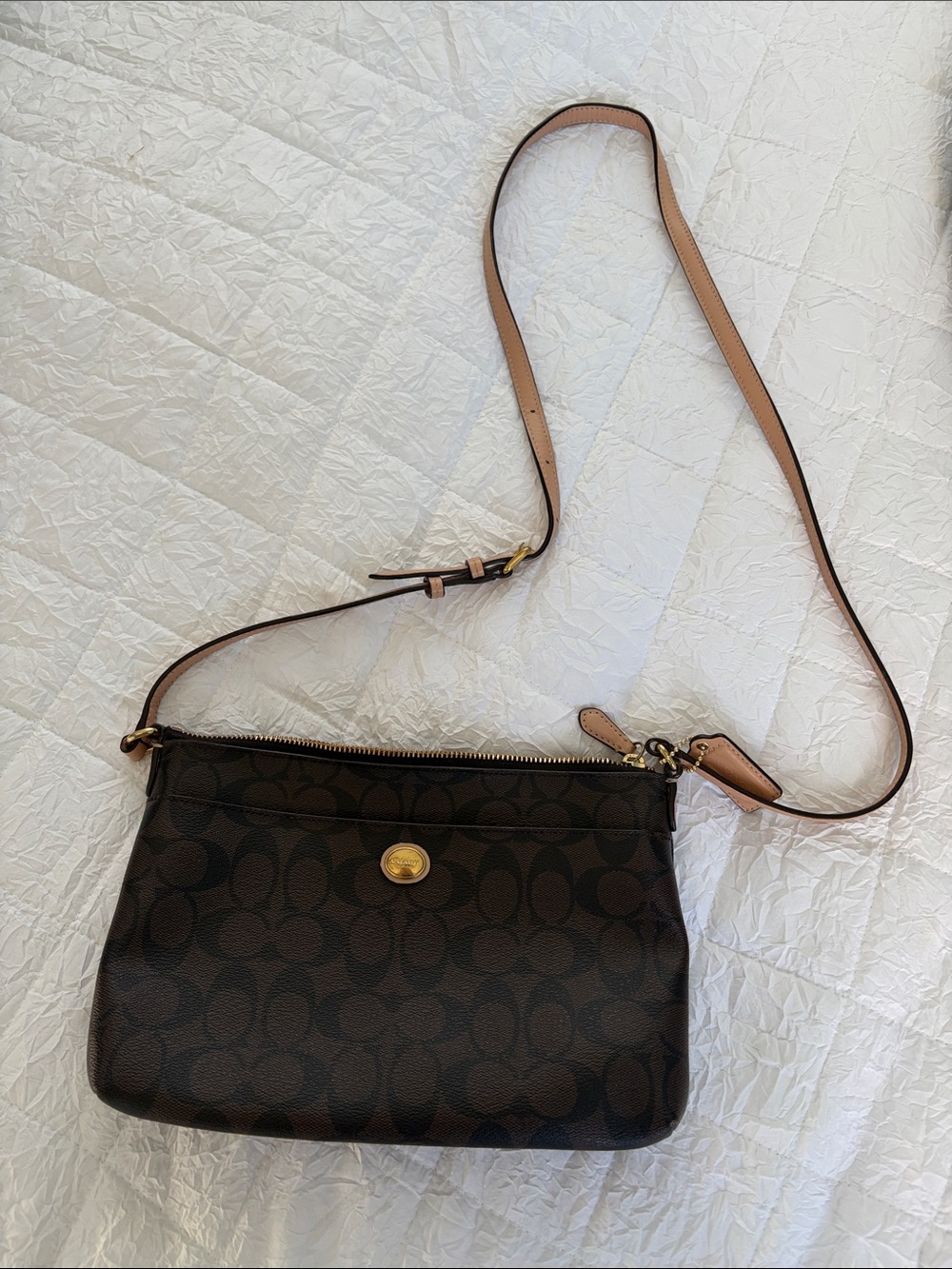 Coach Dark Brown Signature Crossbody
